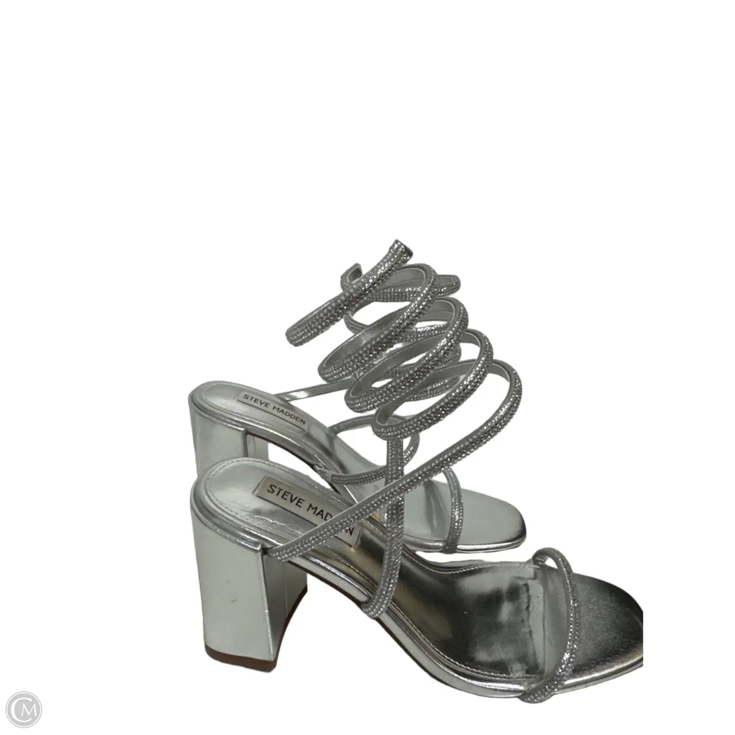 Sandals Heels Block By Steve Madden In Silver, Size: 7