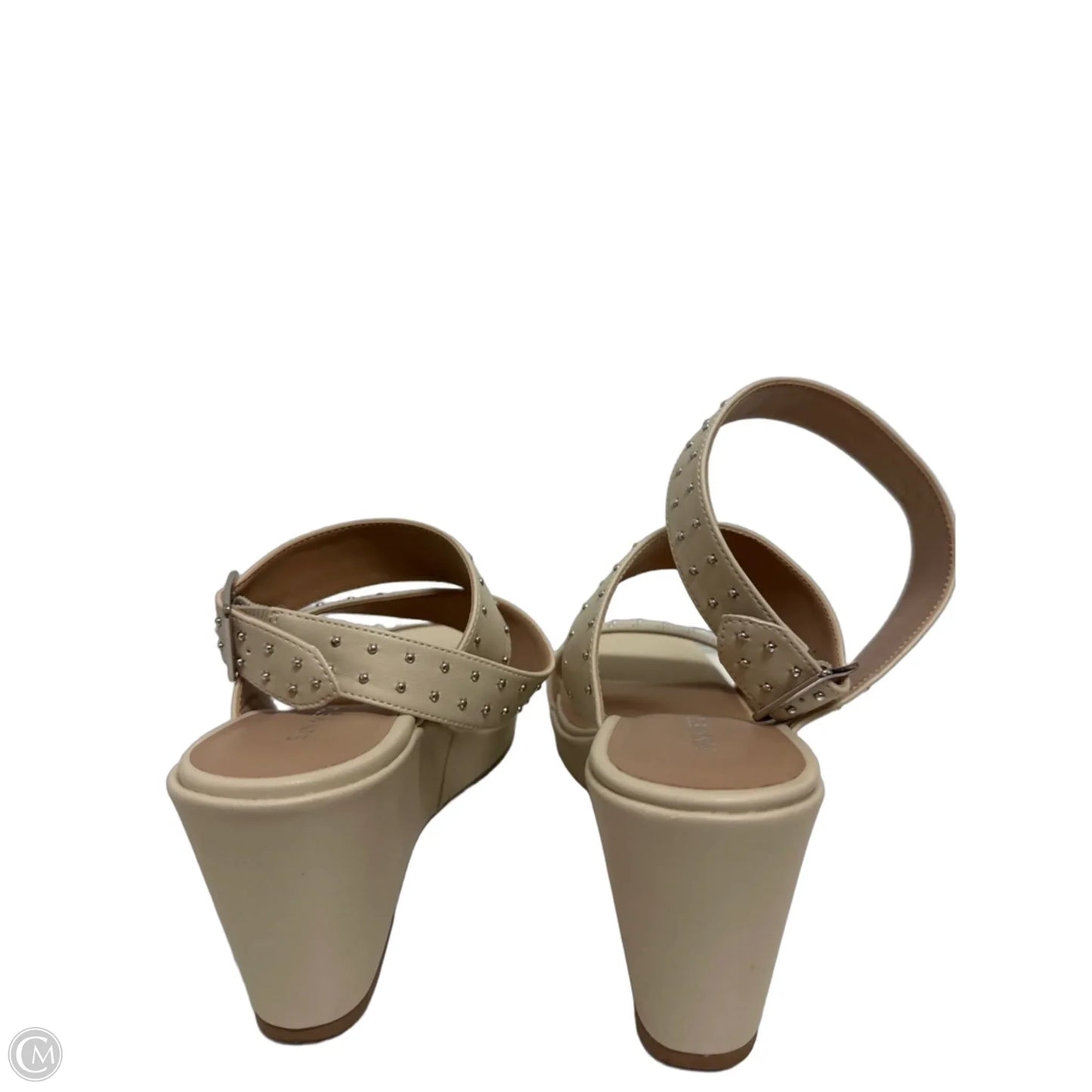 Sandals Heels Wedge By Clothes Mentor In Cream, Size: 9.5