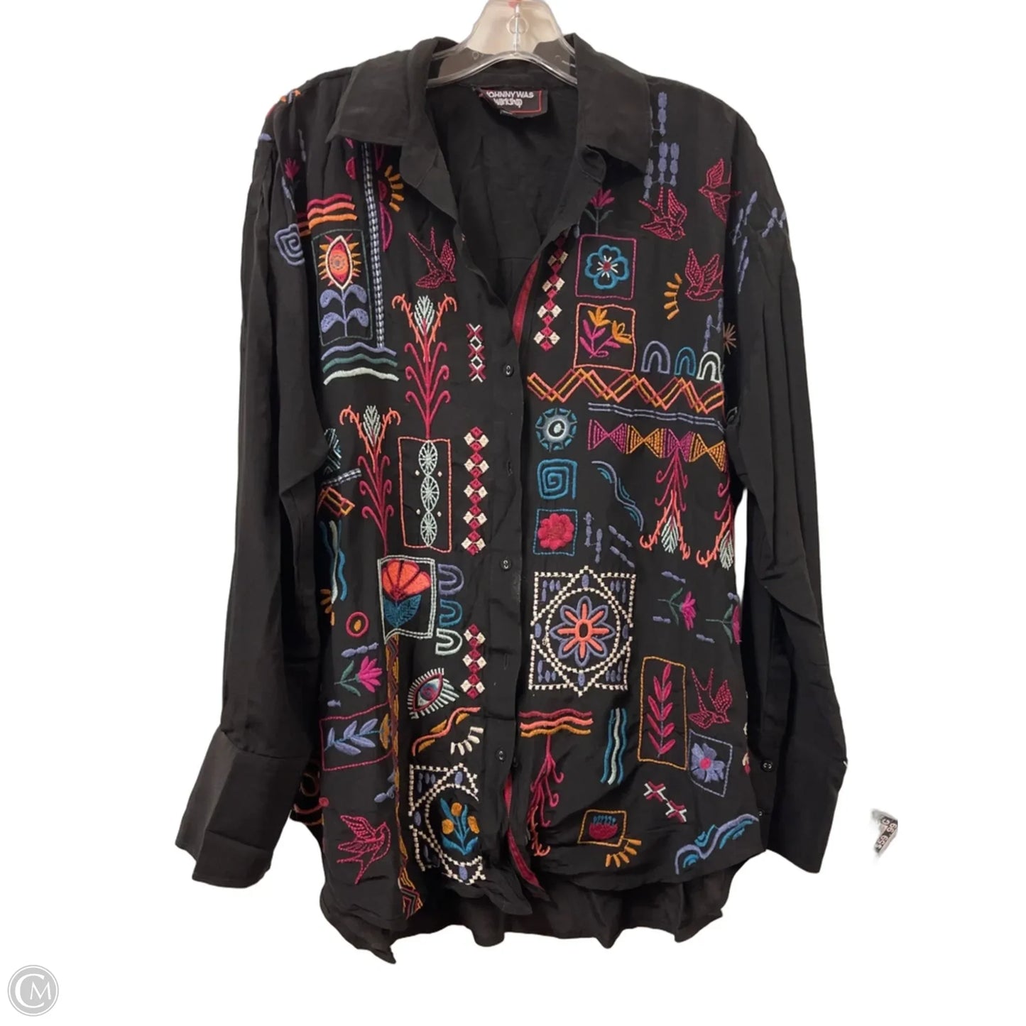 Blouse Designer By Johnny Was In Black, Size: M