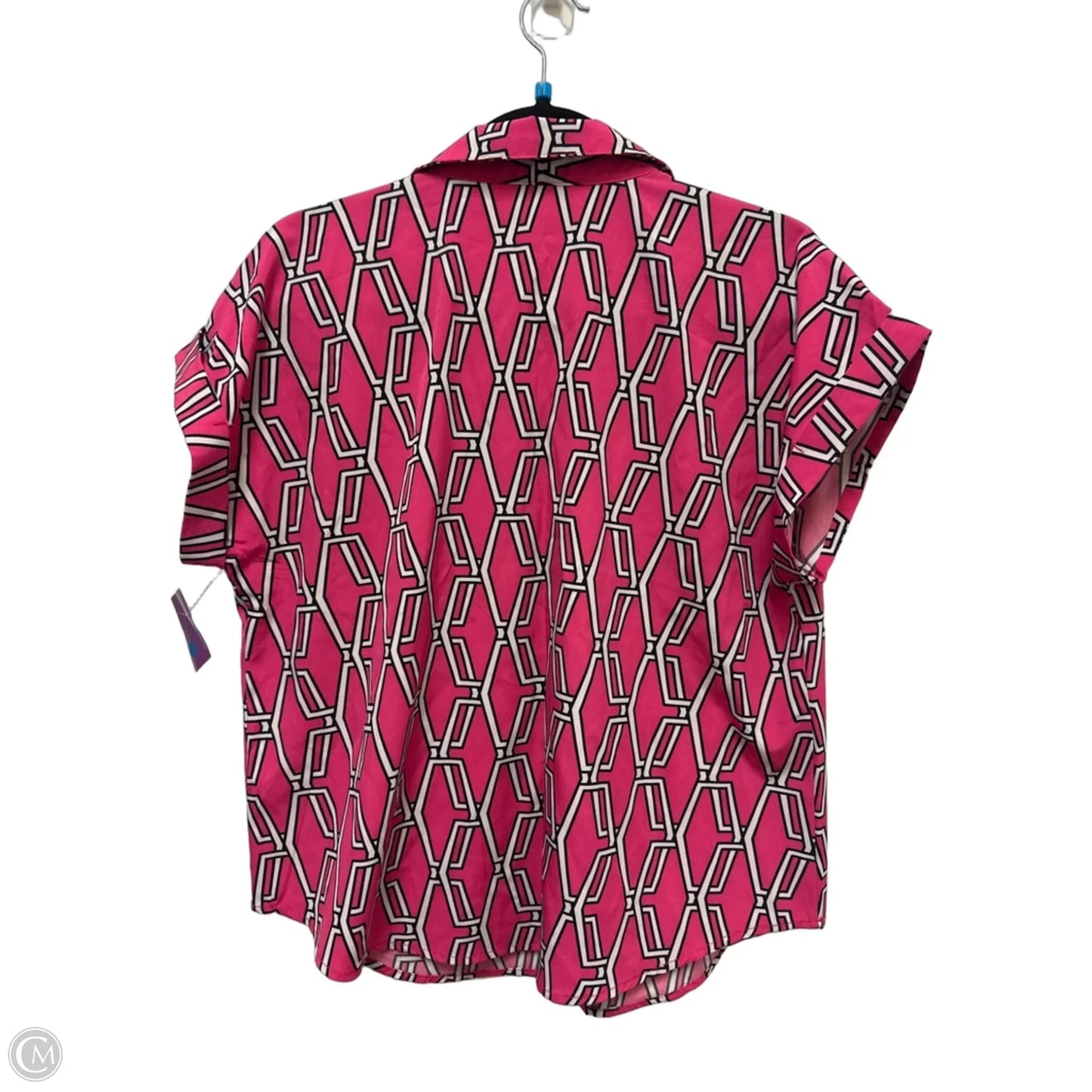 Top Short Sleeve By Adrienne Vittadini In Black & Pink, Size: L