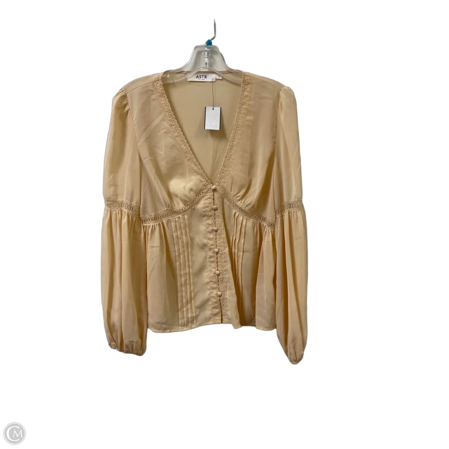 Blouse Long Sleeve By Astr In Cream, Size: M