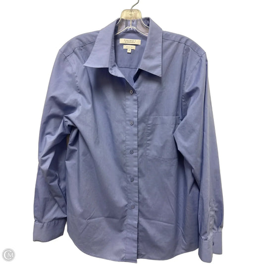 Blouse Long Sleeve By Foxcroft In Purple, Size: L