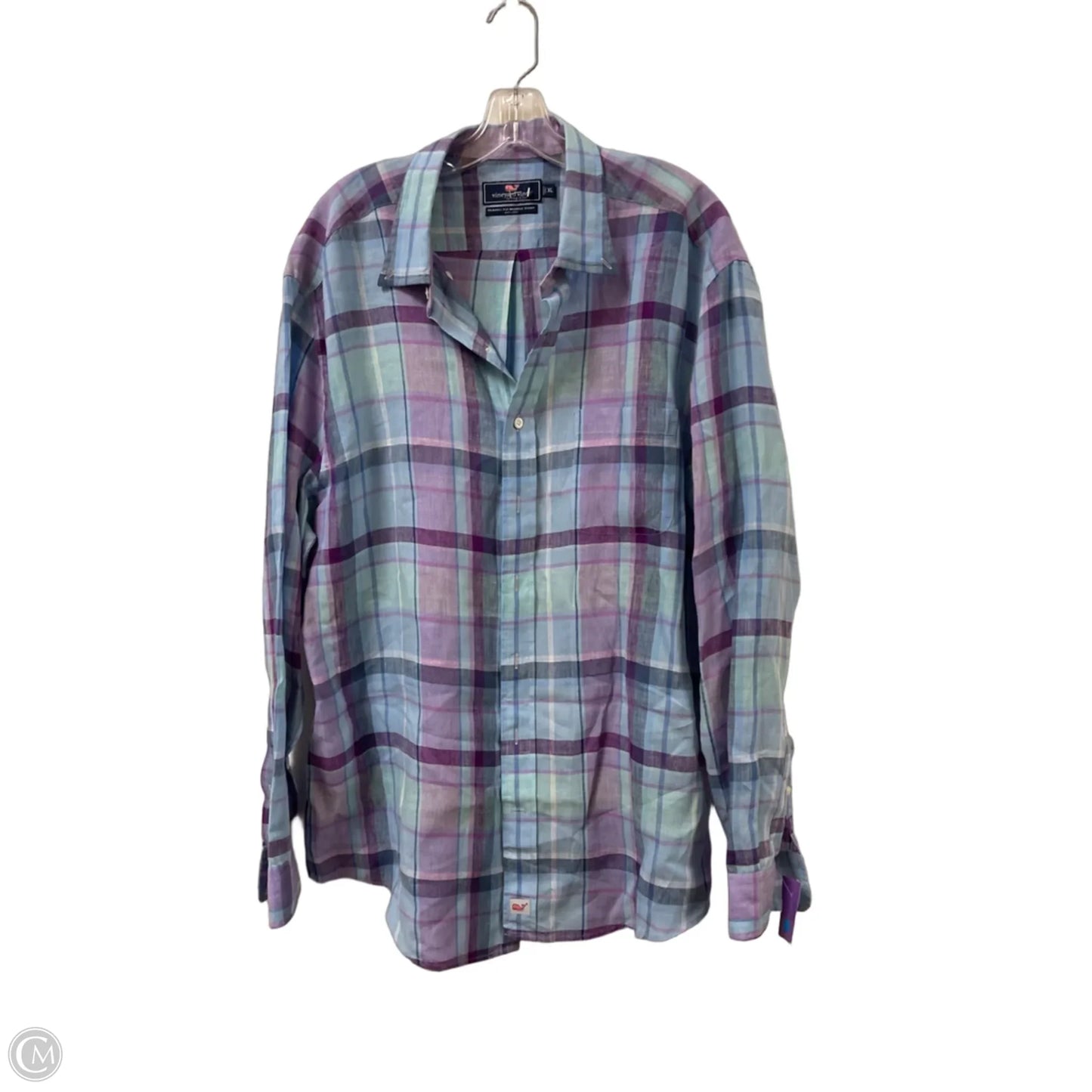 Blouse Long Sleeve By Vineyard Vines In Blue & Purple, Size: Xl