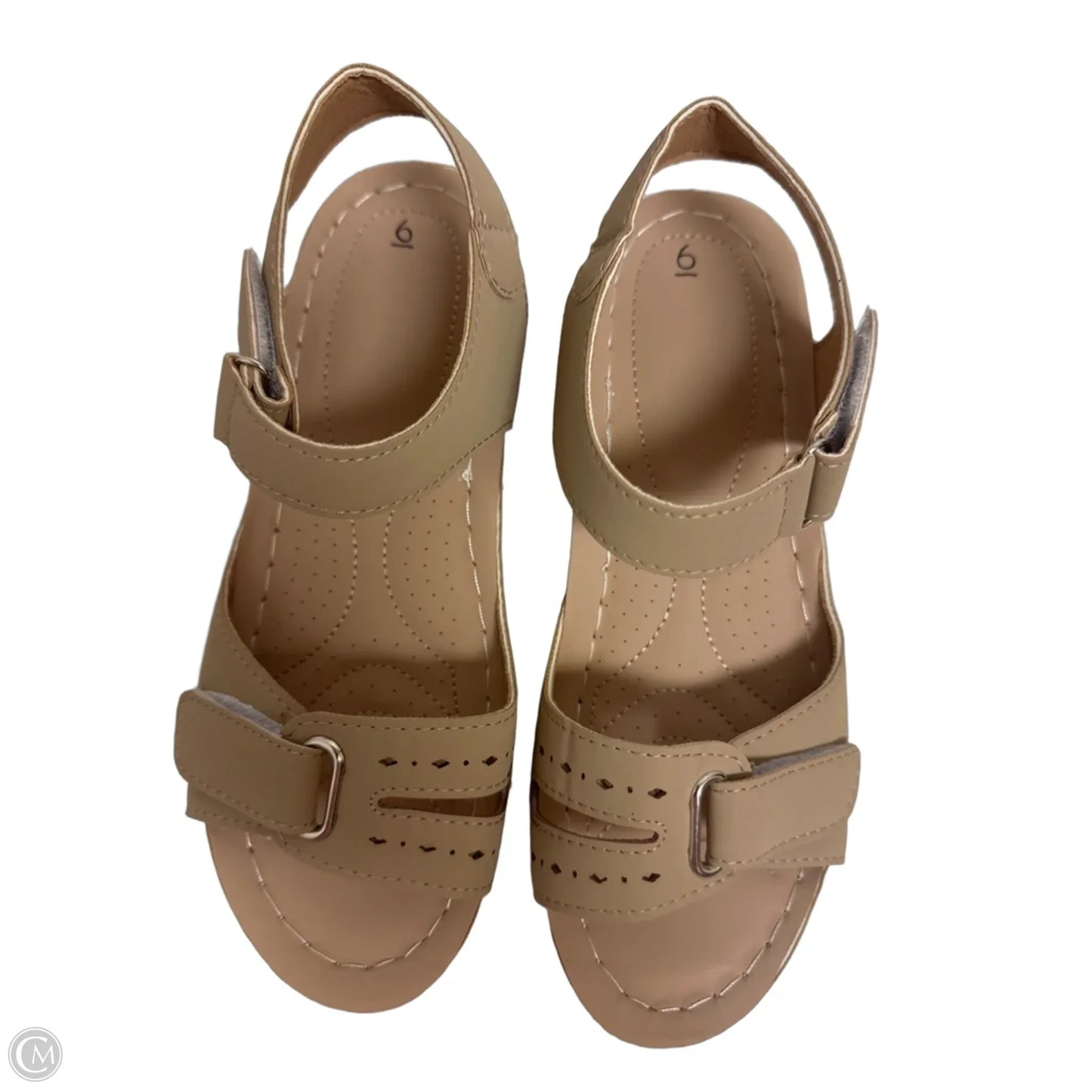 Sandals Heels Wedge By Clothes Mentor In Cream, Size: 6