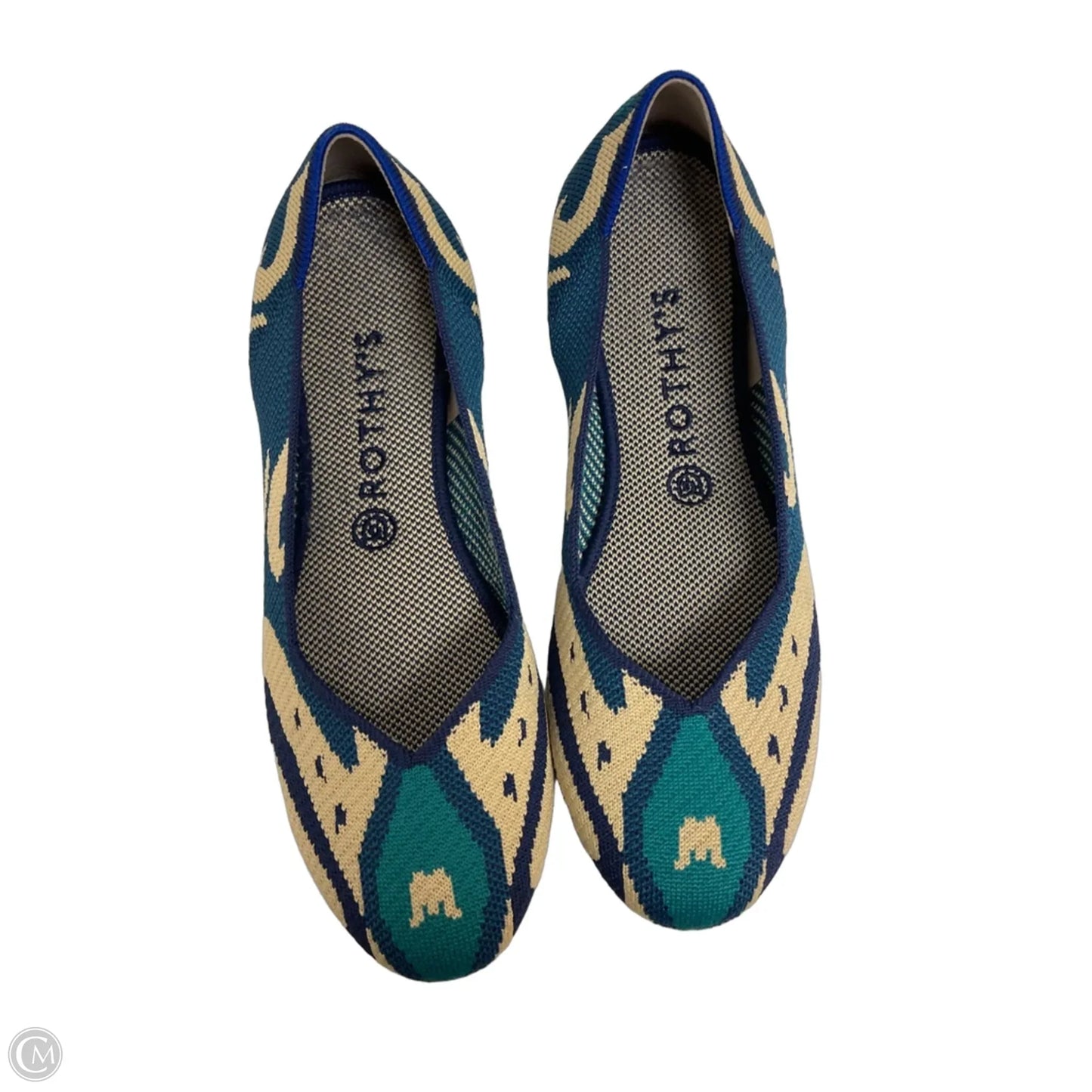 Shoes Flats By Rothys In Blue & Cream, Size: 9.5