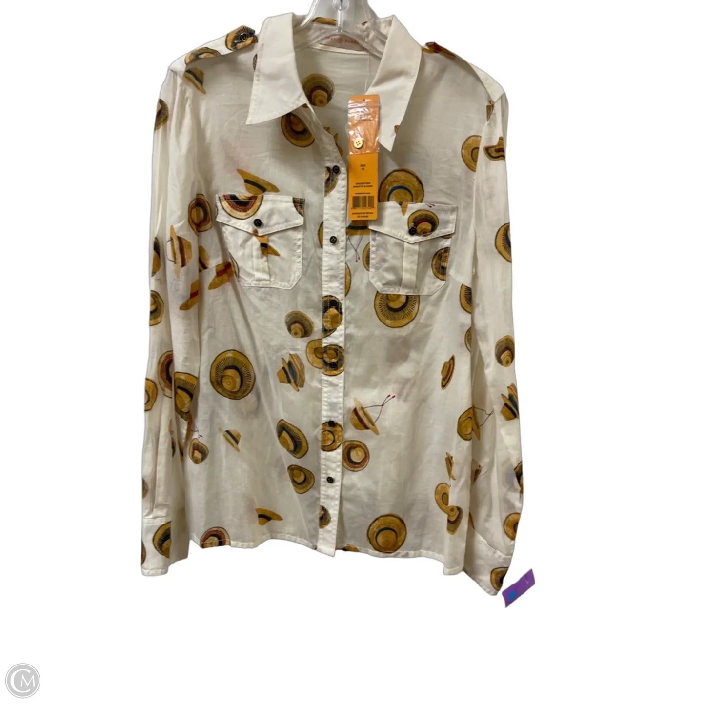 Blouse Designer By Tory Burch In Cream, Size: L