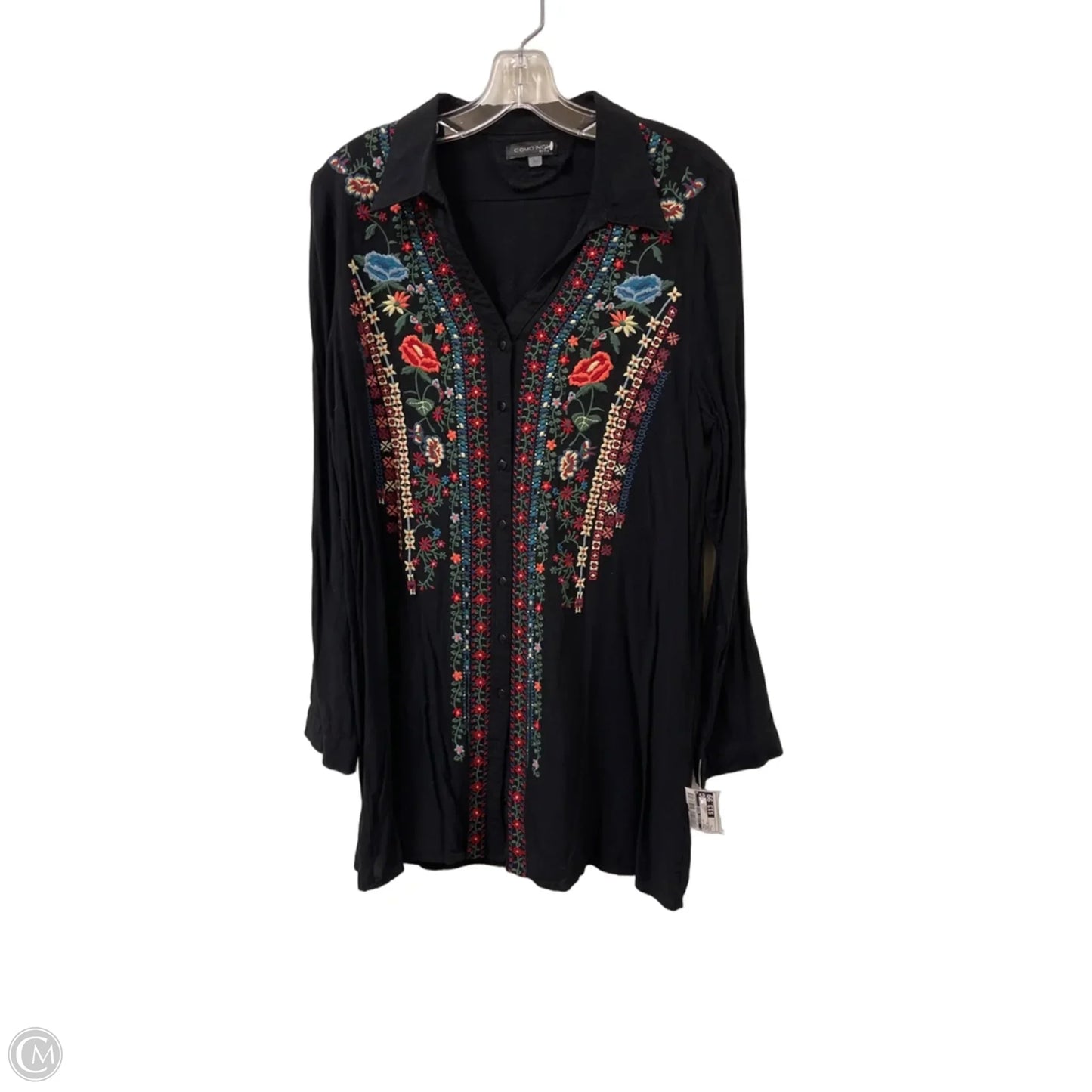 Tunic Long Sleeve By Clothes Mentor In Black, Size: L