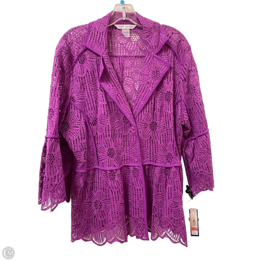 Cardigan By Peter Nygard In Purple, Size: L
