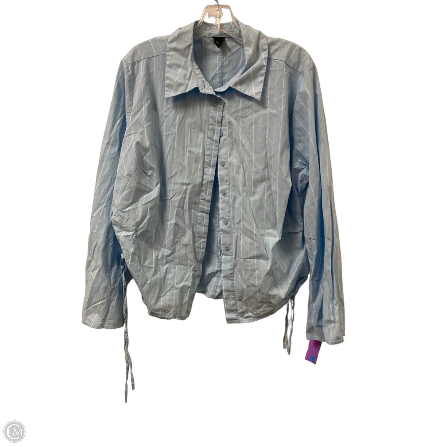 Blouse Long Sleeve By Wild Fable In Blue & White, Size: 1x