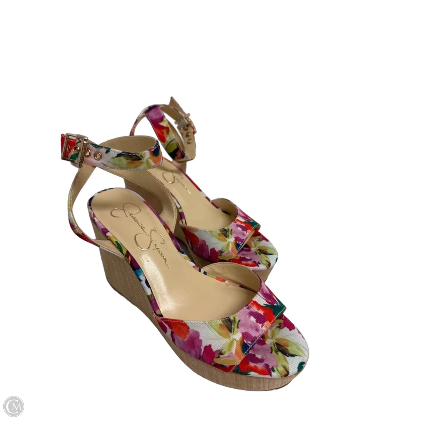 Sandals Heels Wedge By Jessica Simpson In Floral Print, Size: 6