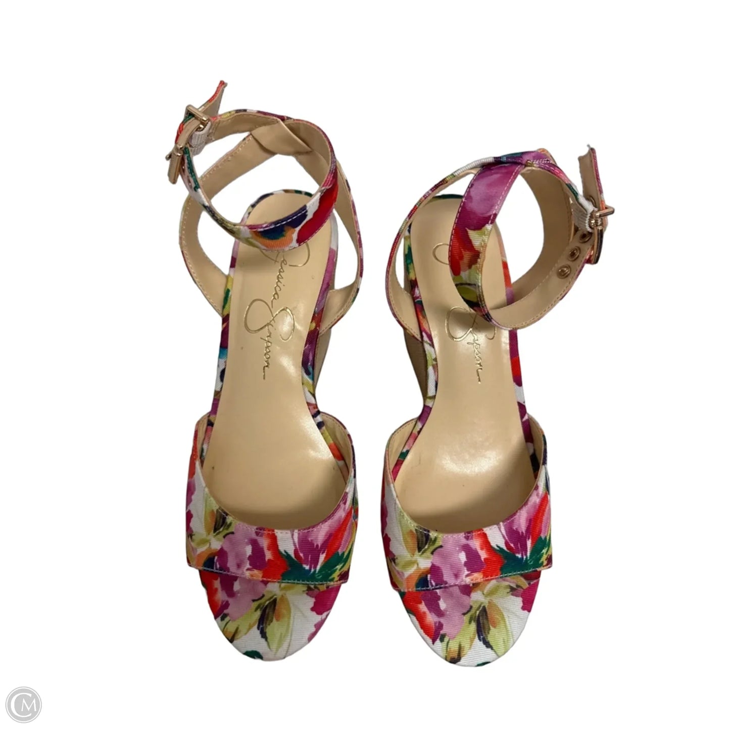 Sandals Heels Wedge By Jessica Simpson In Floral Print, Size: 6