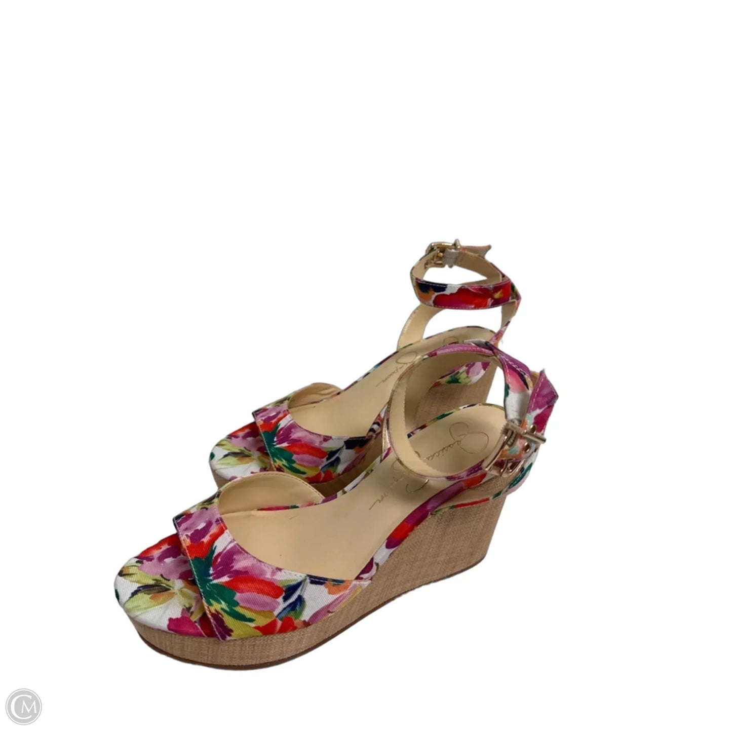Sandals Heels Wedge By Jessica Simpson In Floral Print, Size: 6