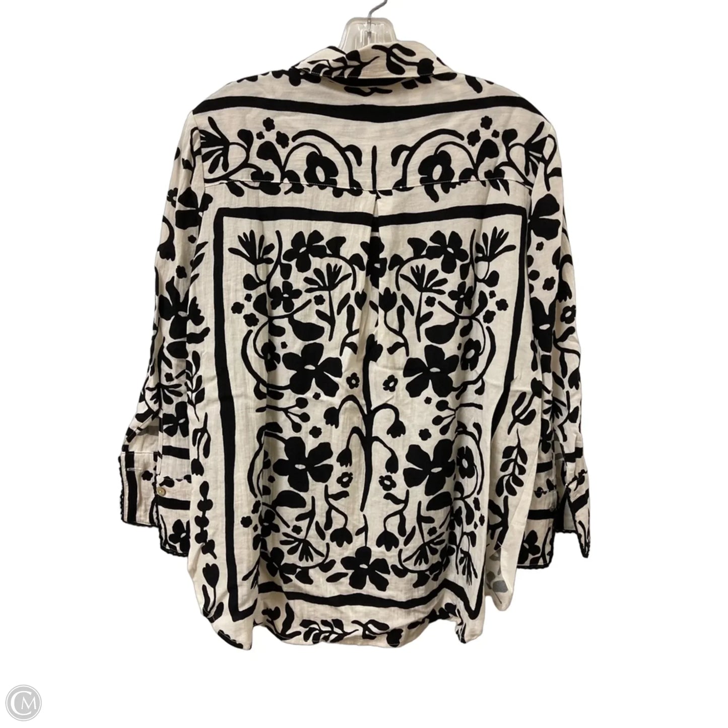 Blouse Long Sleeve By Clothes Mentor In Black & Cream, Size: S