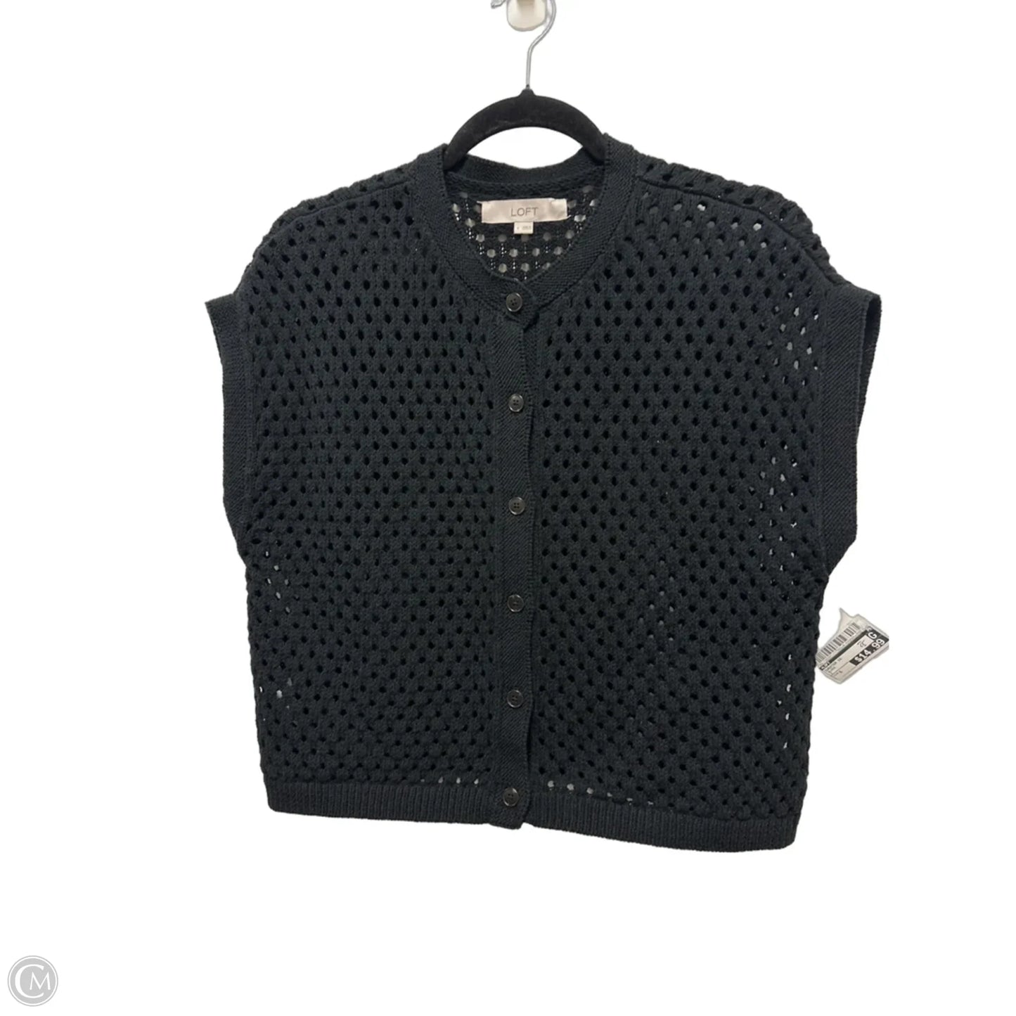 Sweater Short Sleeve By Loft In Black, Size: S