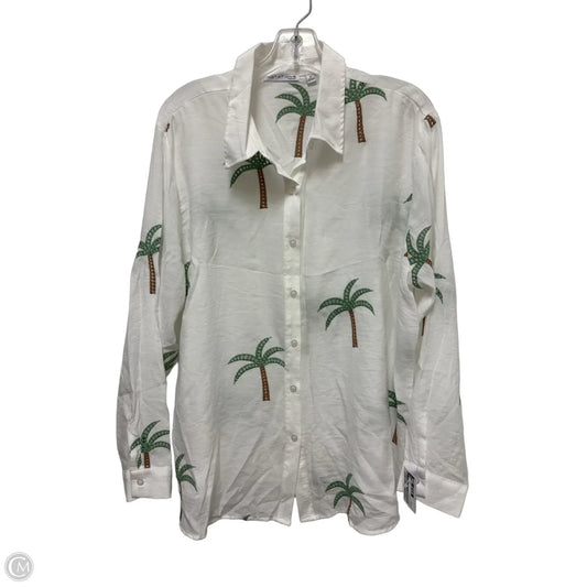 Blouse Long Sleeve By Notations In Green & White, Size: 1x