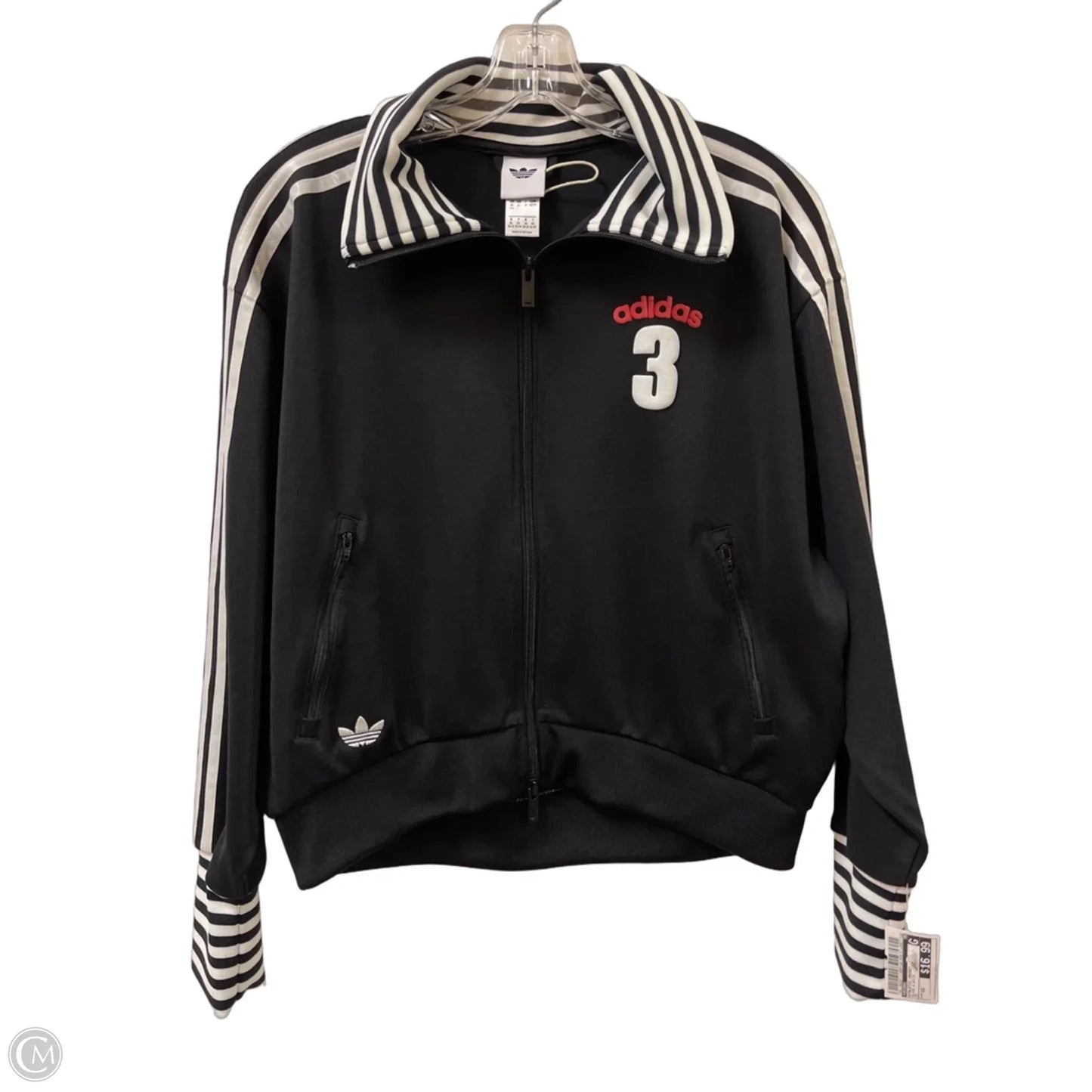 Athletic Jacket By Adidas In Black & White, Size: Xs