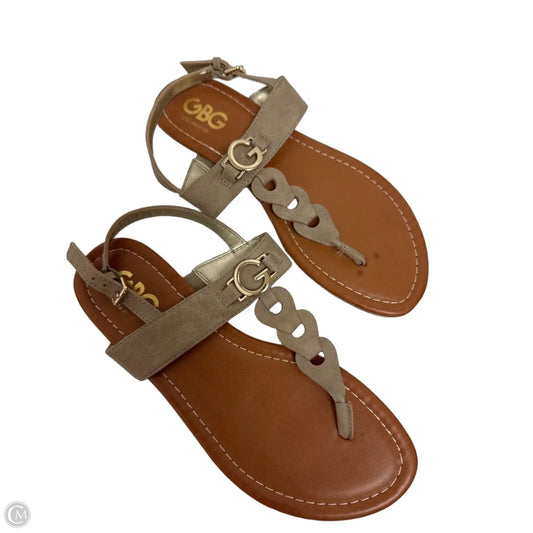 Sandals Flats By Clothes Mentor In Taupe, Size: 6.5