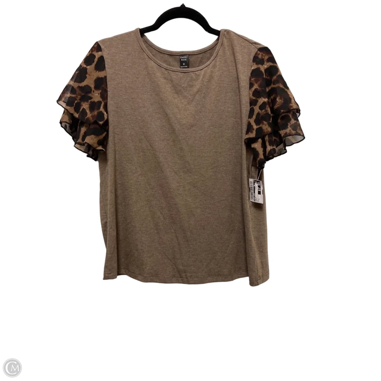 Top Short Sleeve By Emery Rose In Brown, Size: M