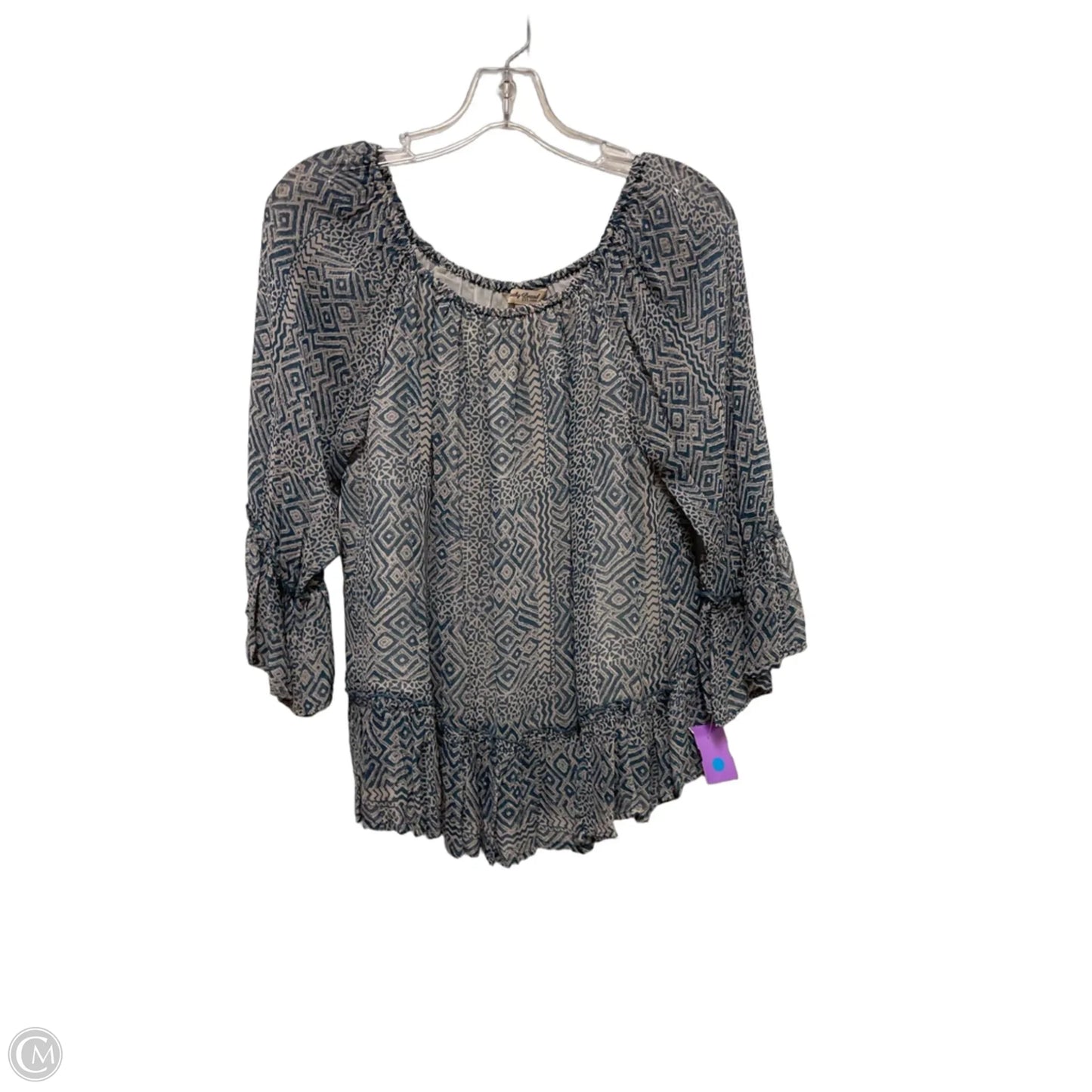Top Long Sleeve By Lucky Brand In Blue & Cream, Size: M
