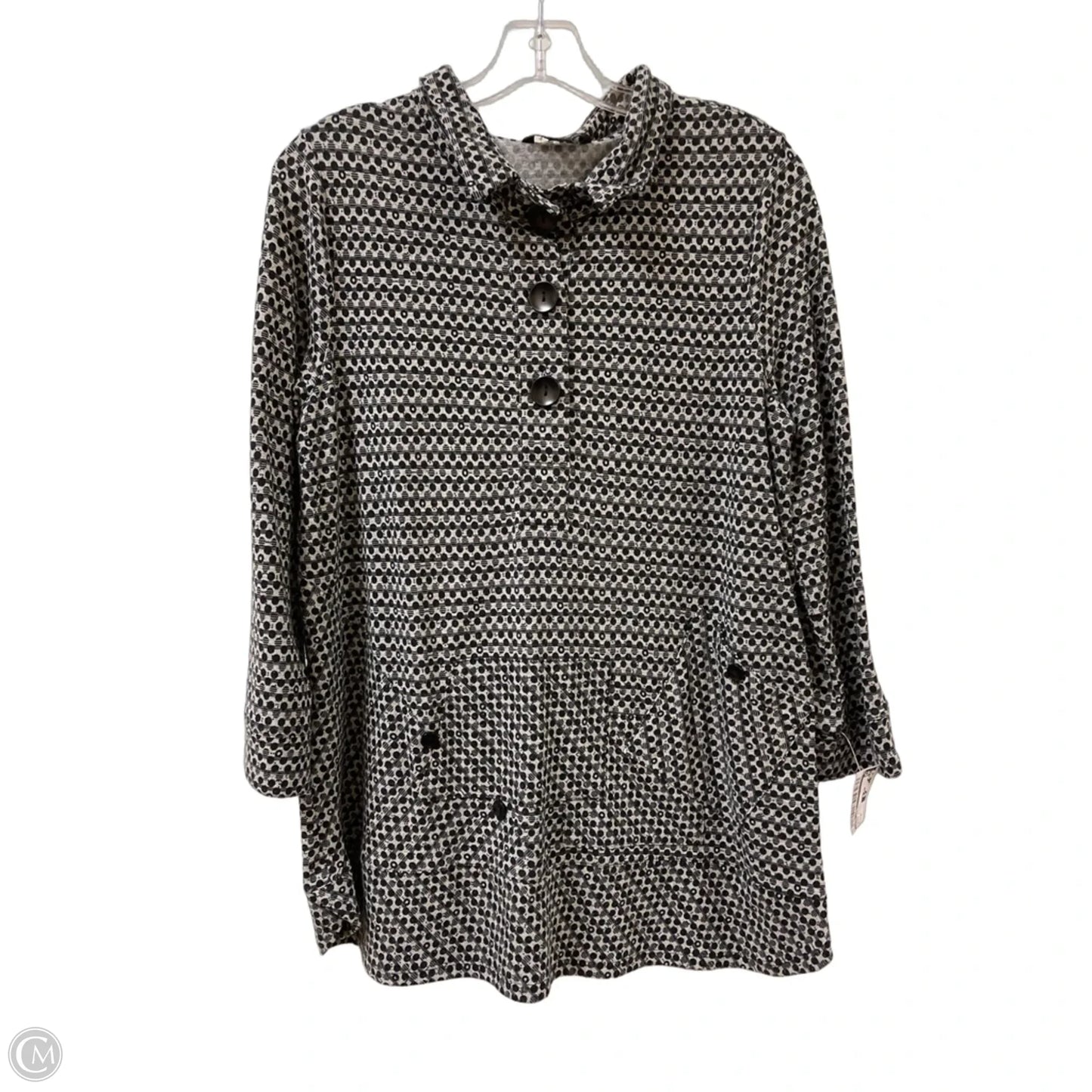 Tunic Long Sleeve By John Mark In Black & Grey, Size: M