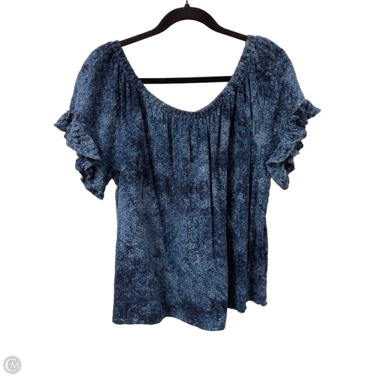 Top Short Sleeve By Knox Rose In Blue, Size: L