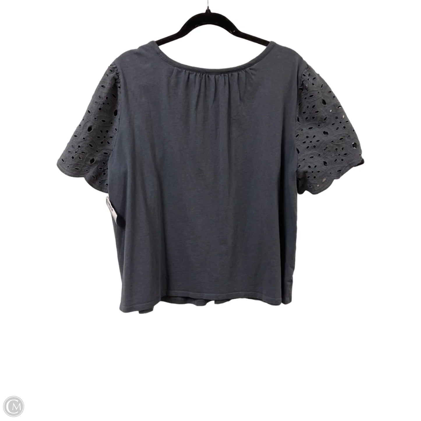 Top Short Sleeve By Loft In Grey, Size: L