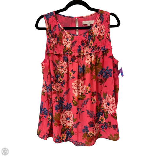 Top Sleeveless By Loft In Pink, Size: L