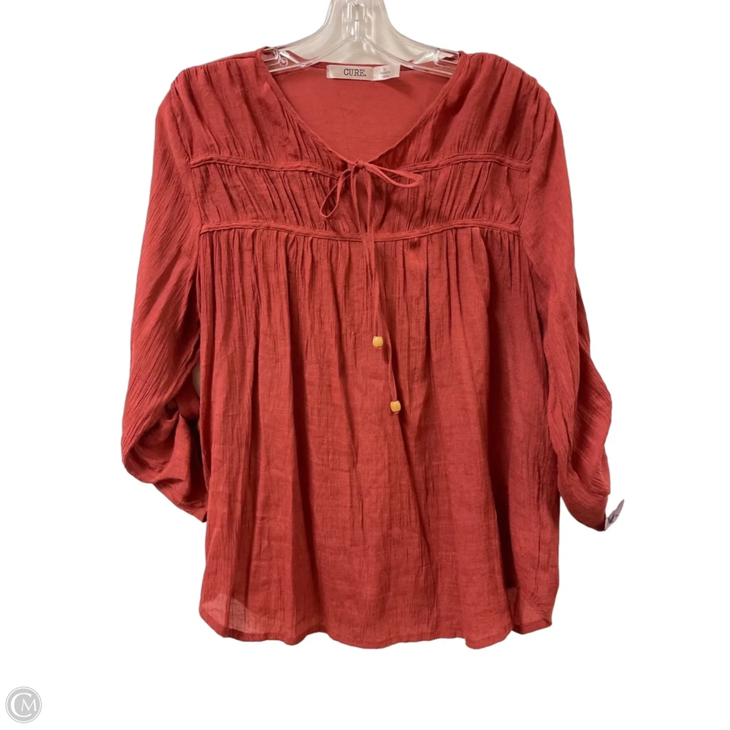 Top Long Sleeve By Cure In Orange, Size: L
