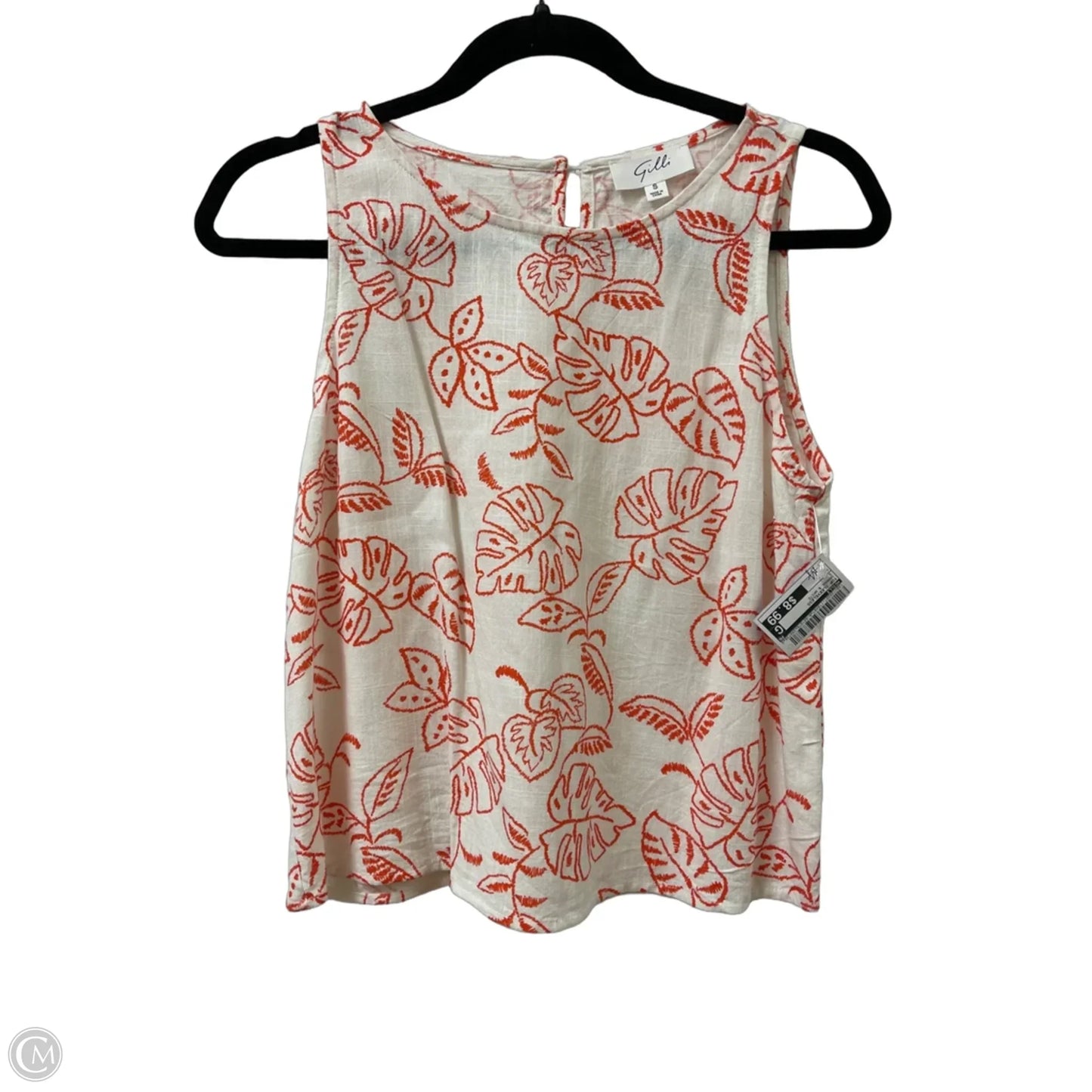 Top Sleeveless By Gilli In Orange & White, Size: S