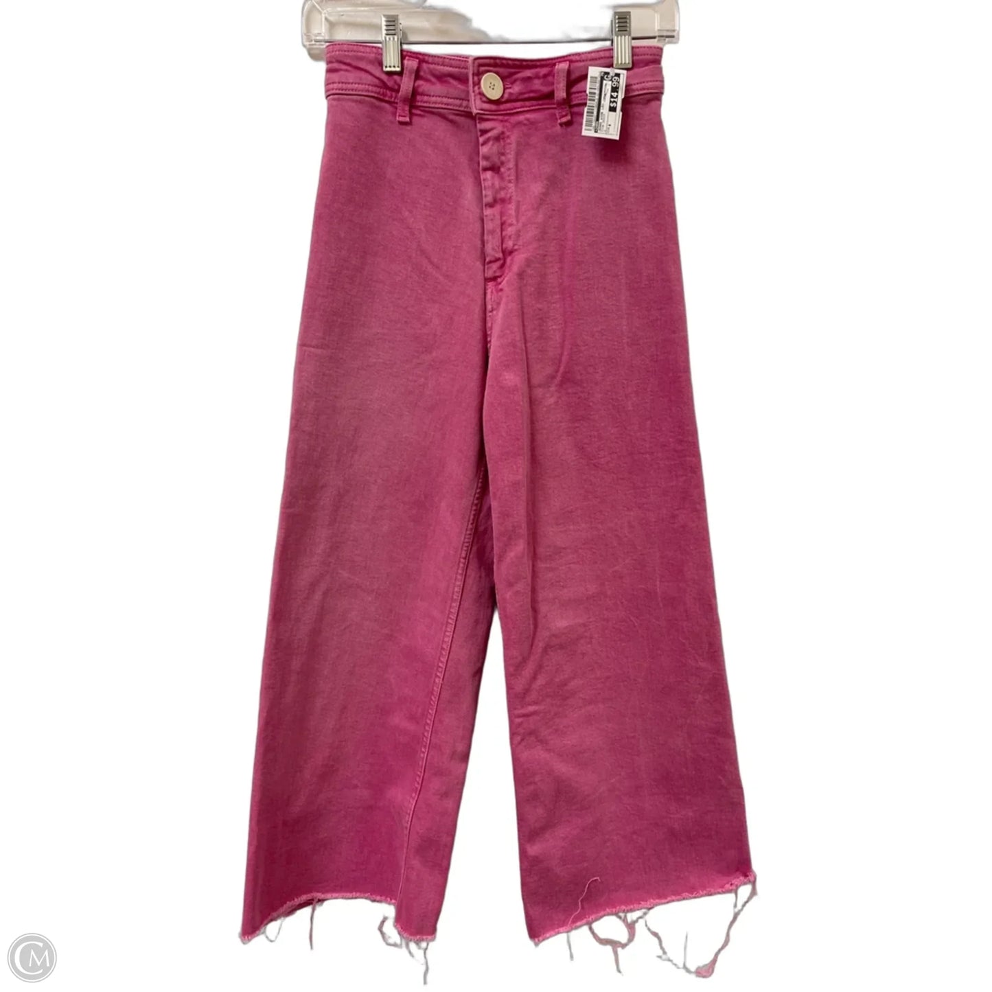 Jeans Wide Leg By Zara In Pink Denim, Size: 4