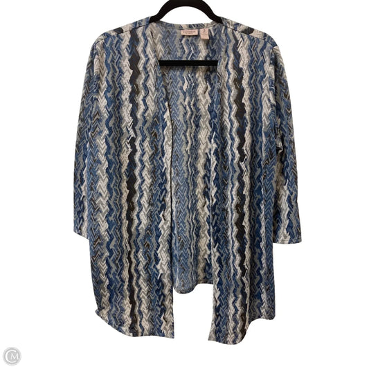 Sweater Cardigan By Chicos In Blue & Grey, Size: Xl
