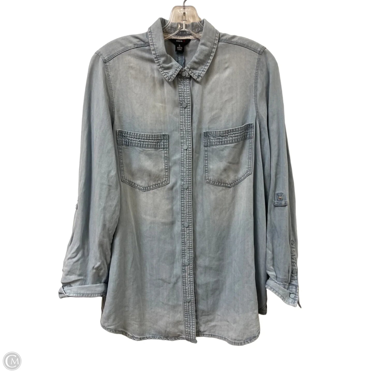Blouse Long Sleeve By Intro In Blue, Size: S