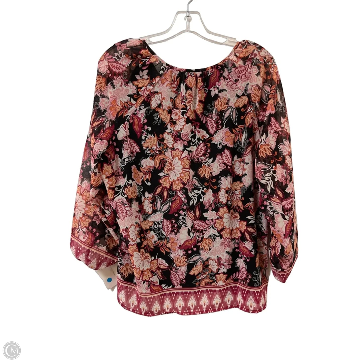 Top Long Sleeve By Tamara H In Black & Pink, Size: L