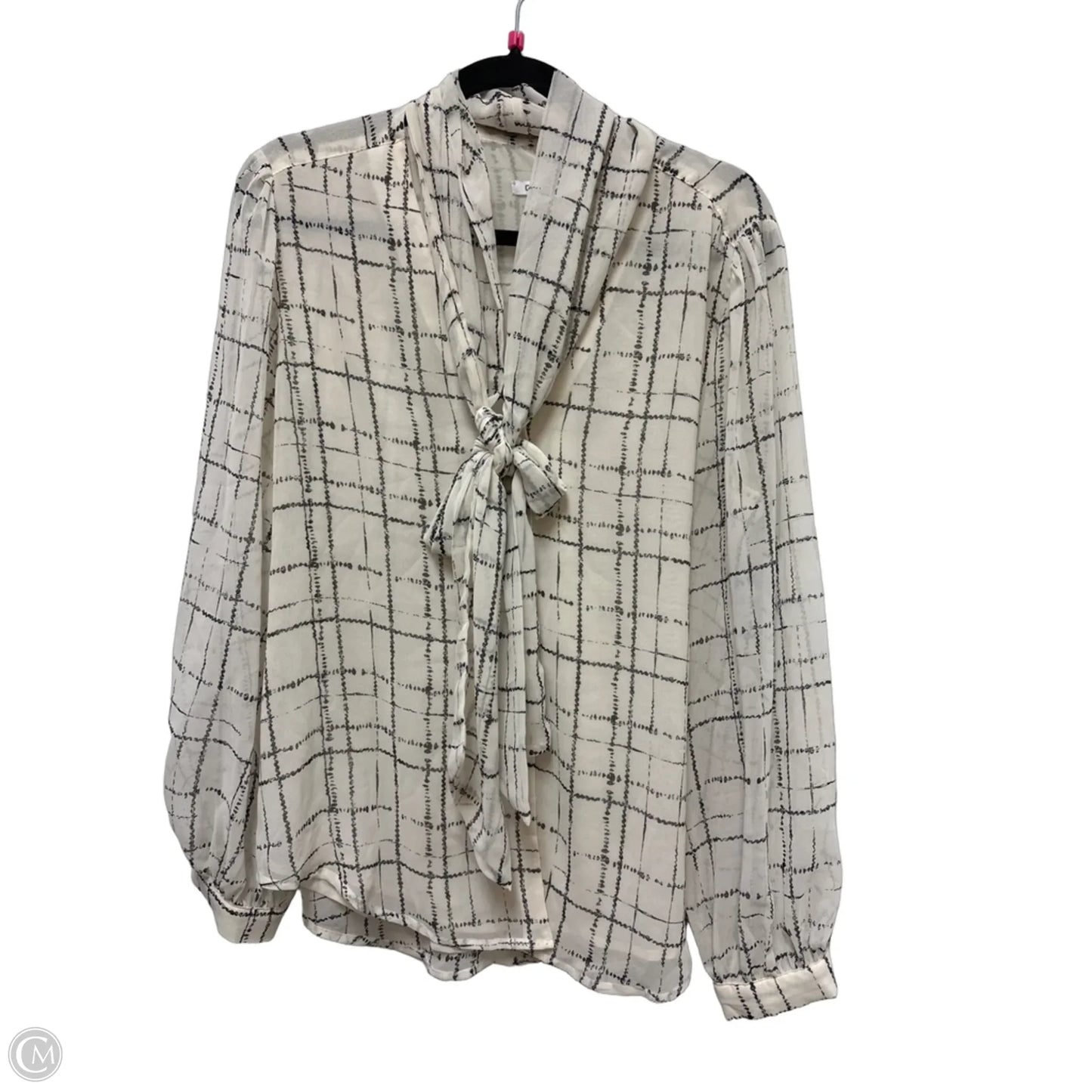 Top Long Sleeve By Chicos In Black & Cream, Size: L