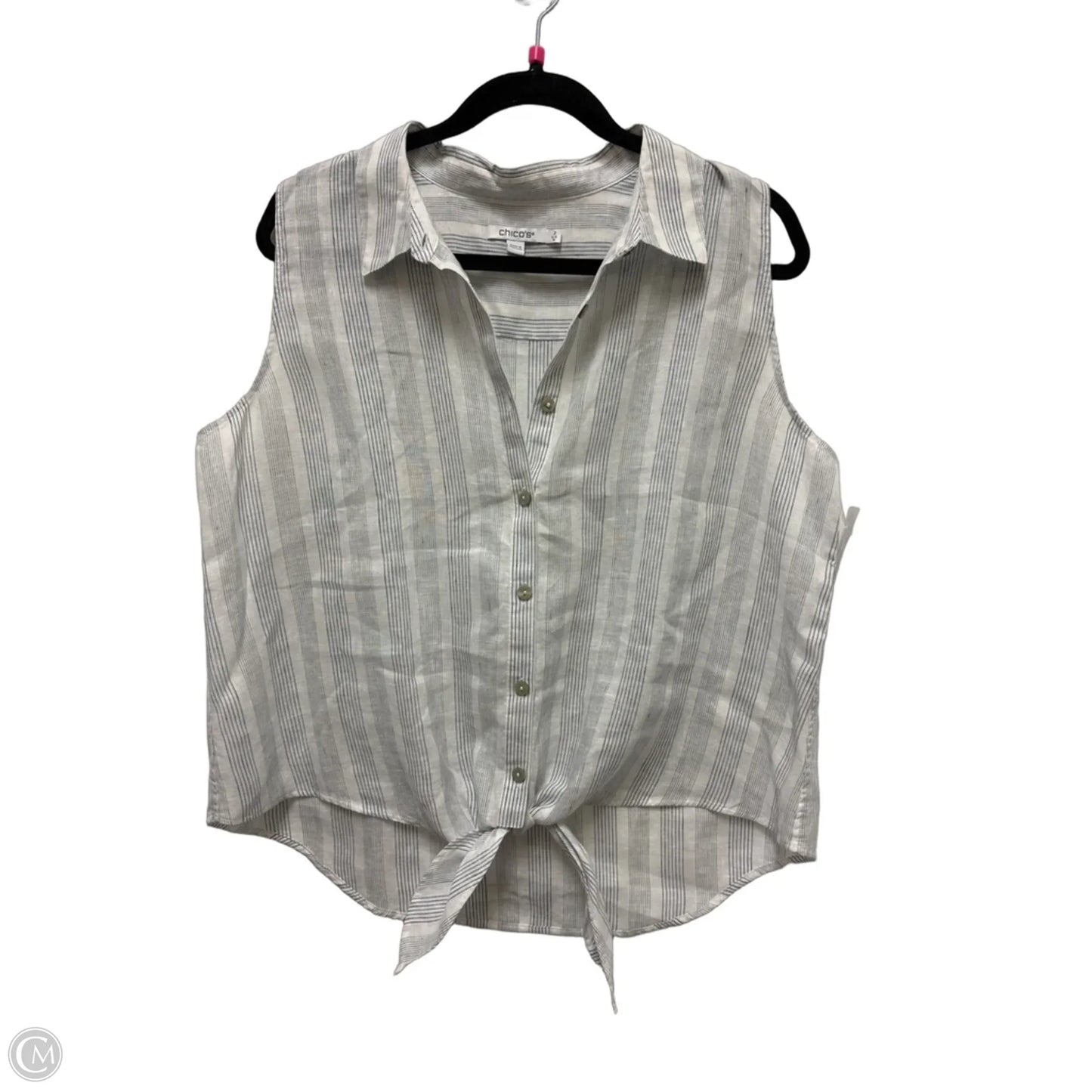 Blouse Sleeveless By Chicos In Striped Pattern, Size: L