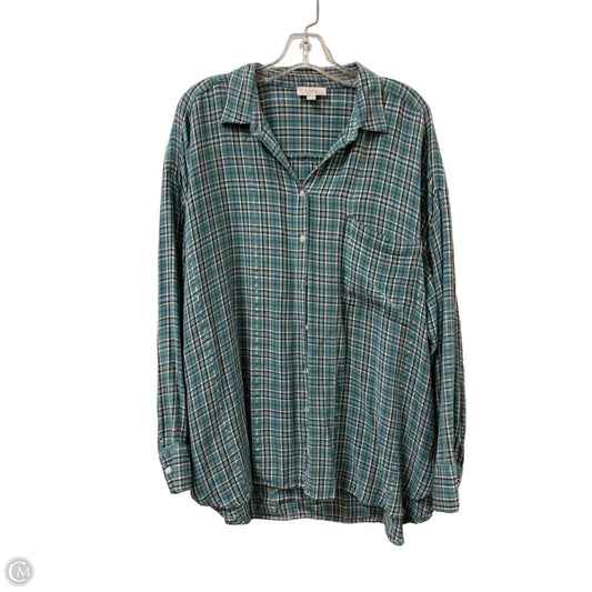 Blouse Long Sleeve By Loft In Blue & White, Size: Xl