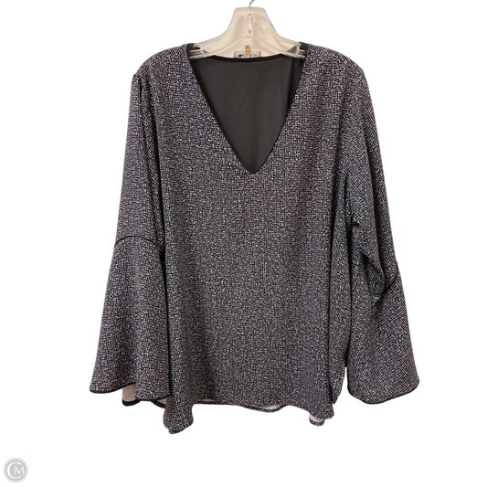 Top Long Sleeve By Calvin Klein In Black & White, Size: 1x