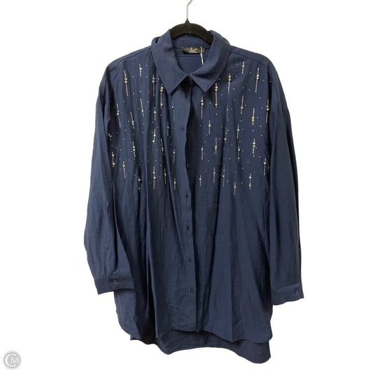 Blouse Long Sleeve By Clothes Mentor In Navy, Size: Xl