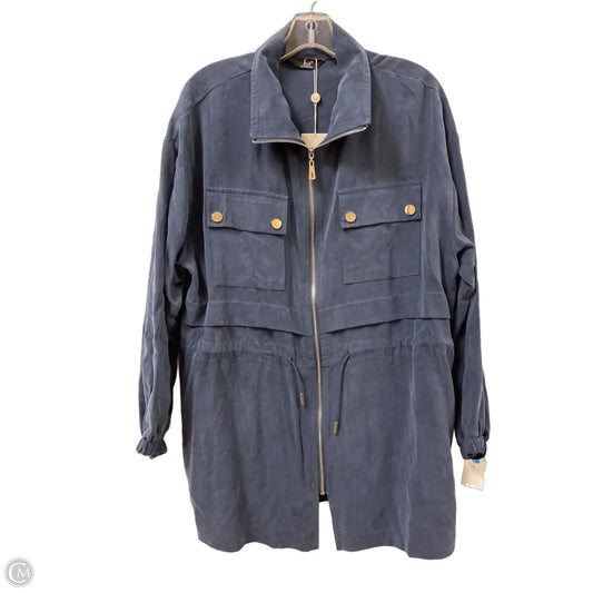 Jacket Shirt By Clothes Mentor In Blue, Size: Xl
