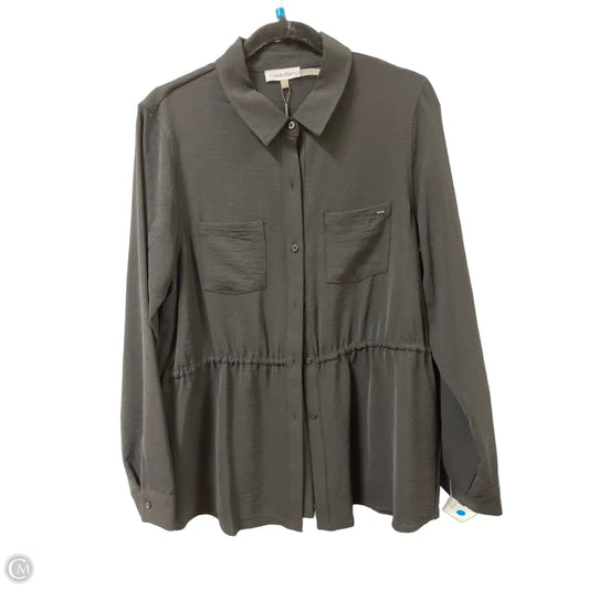 Blouse Long Sleeve By Calvin Klein In Black, Size: L