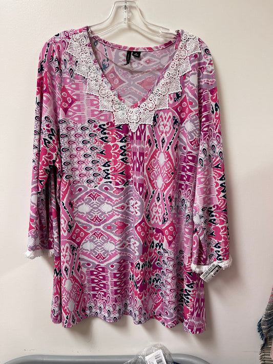 Top Long Sleeve By New Directions In Purple & White, Size: Xl