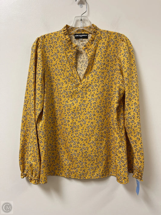 Top Long Sleeve By Karl Lagerfeld In Black & Yellow, Size: S