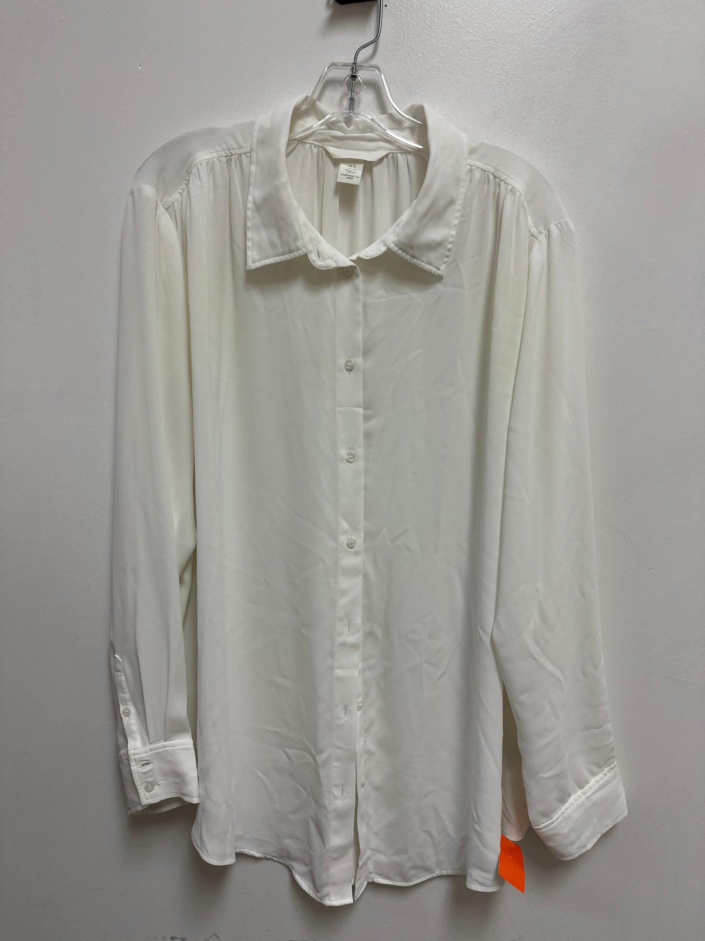 Blouse Long Sleeve By H&m In White, Size: Xl