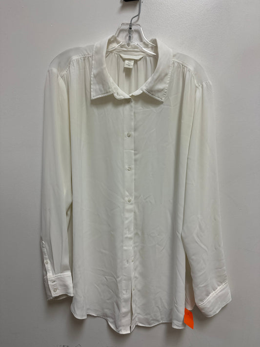 Blouse Long Sleeve By H&m In White, Size: Xl