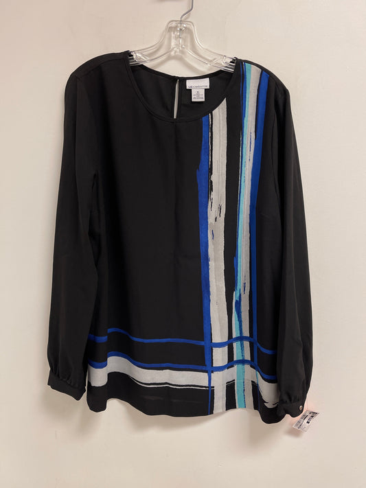 Top Long Sleeve By Liz Claiborne In Black & Blue, Size: Xl