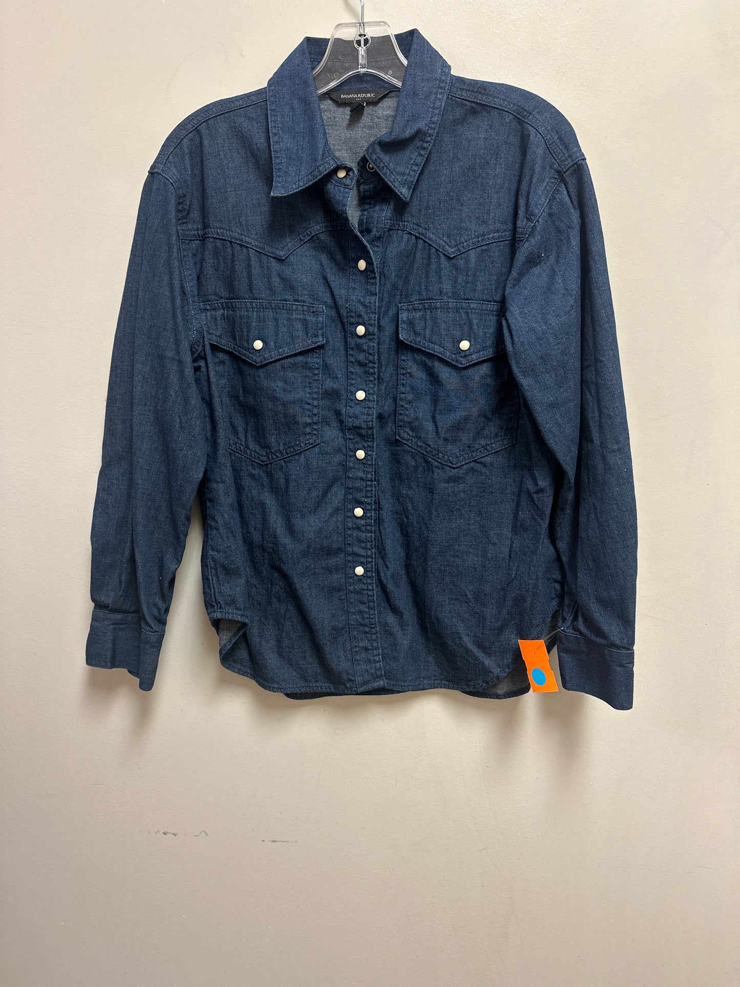 Blouse Long Sleeve By Banana Republic In Blue, Size: M