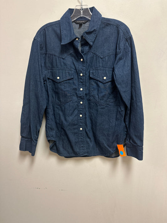 Blouse Long Sleeve By Banana Republic In Blue, Size: M
