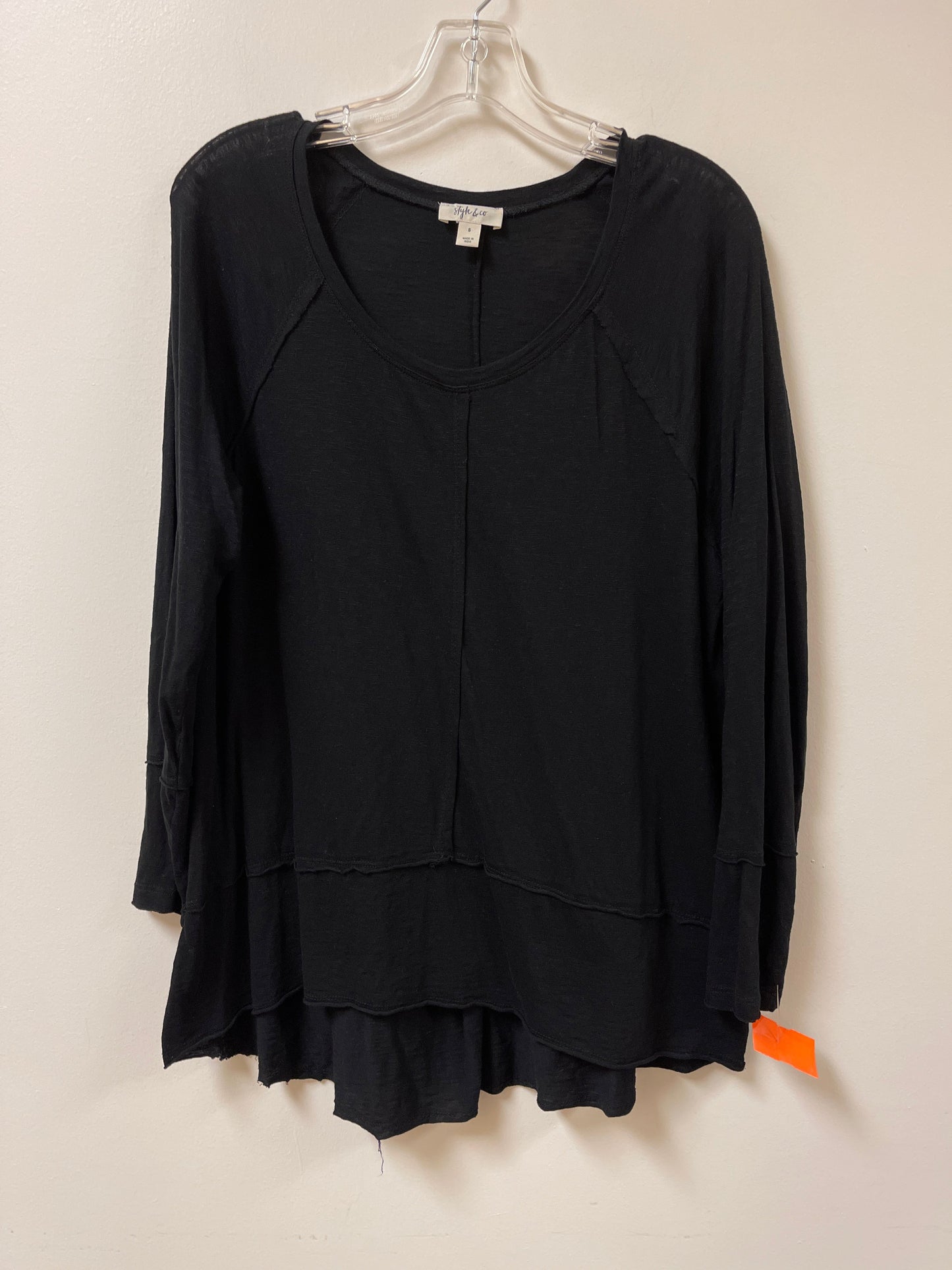 Top Long Sleeve By Style And Company In Black, Size: S