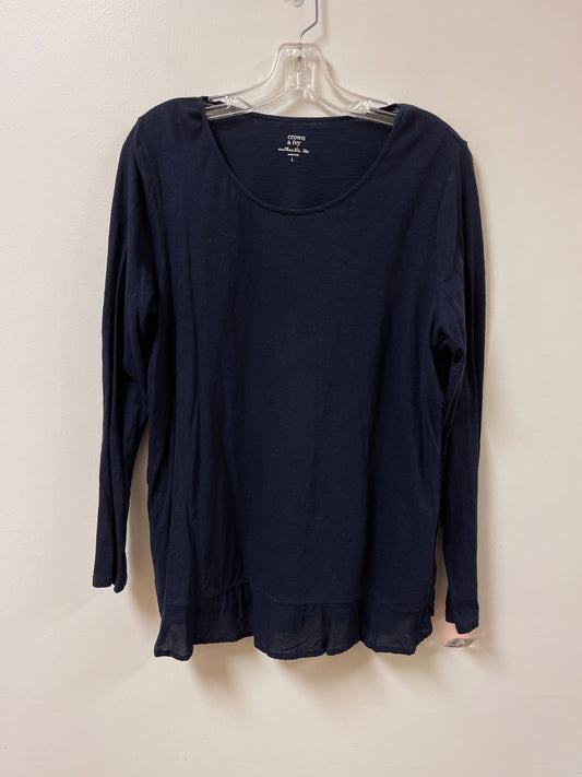 Top Long Sleeve By Crown And Ivy In Navy, Size: L