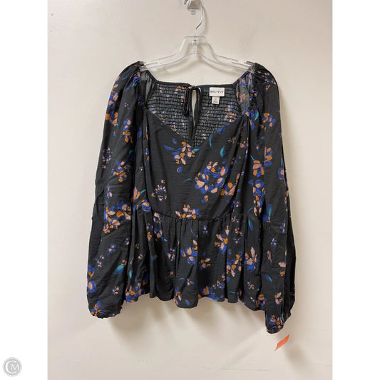 Top Long Sleeve By Ava & Viv In Black & Blue, Size: 1x